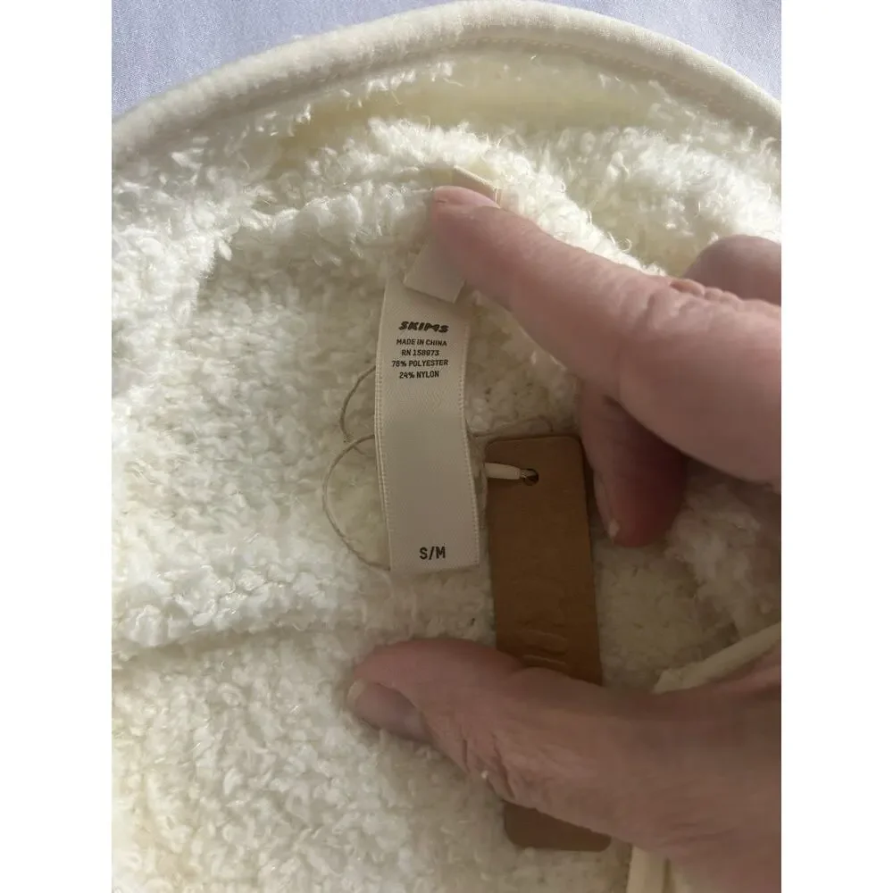 Skims Teddy Cropped Full Zip Fleece Jacket Womens Size S/M Ivory Comfort NWT - Picture 5 of 8